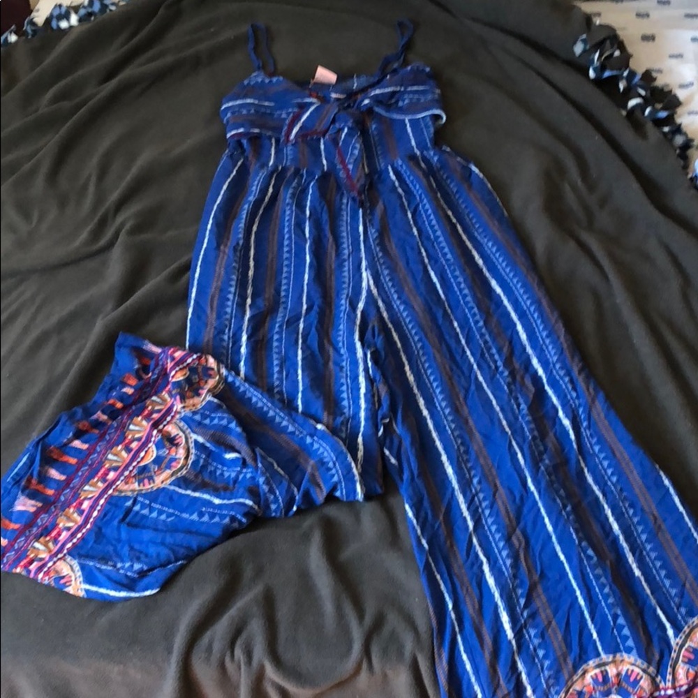 Blue striped romper